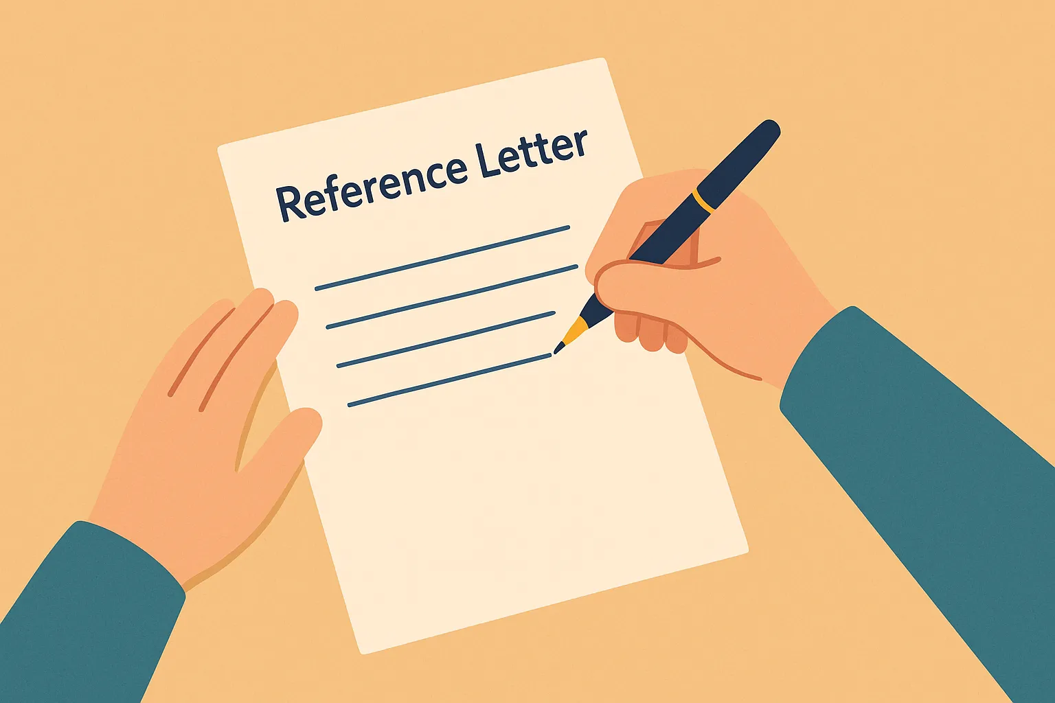 Ilustração de uma carta de referência para processo de asilo