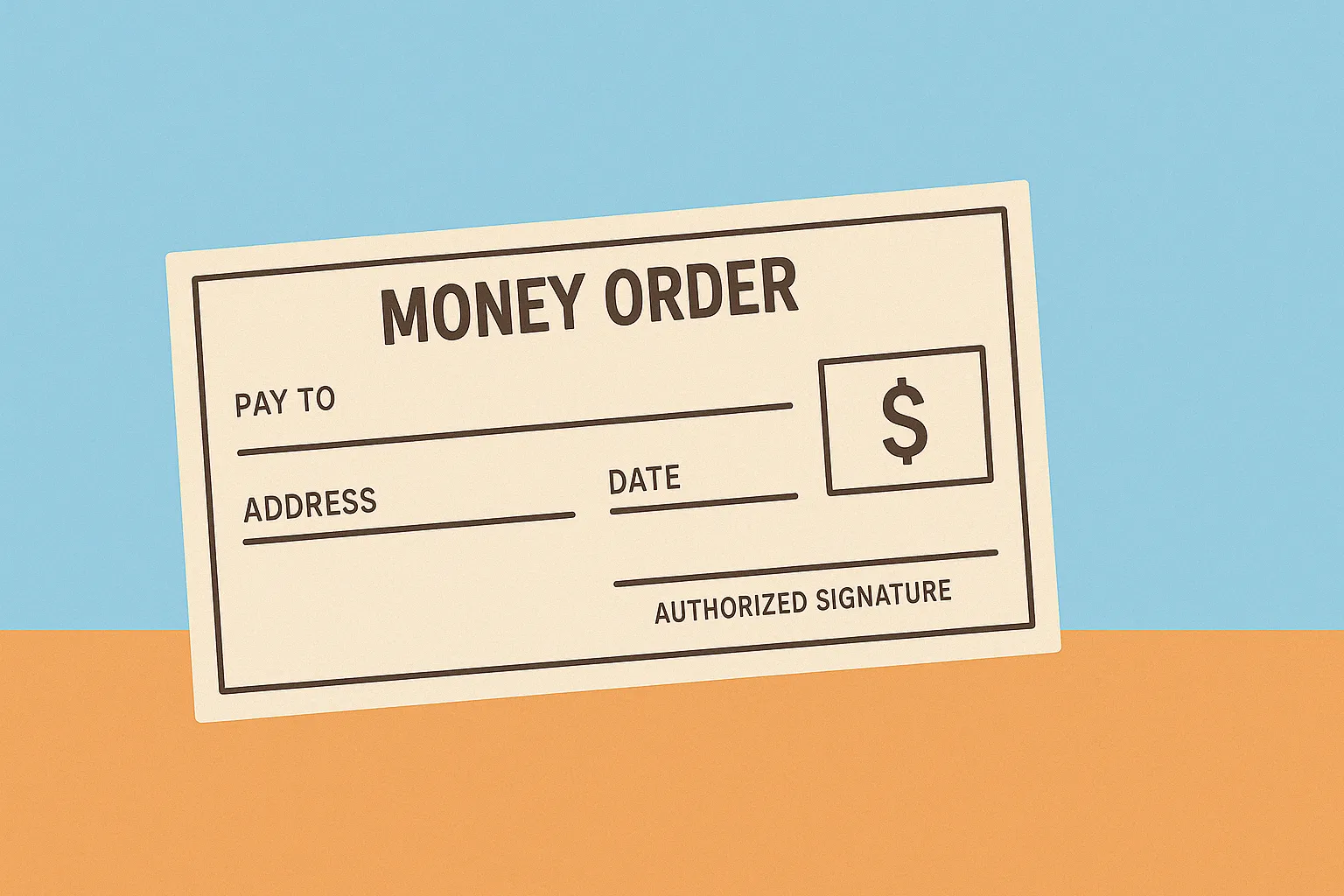 Ilustração de um money order, ordem de pagamento utilizada nos EUA