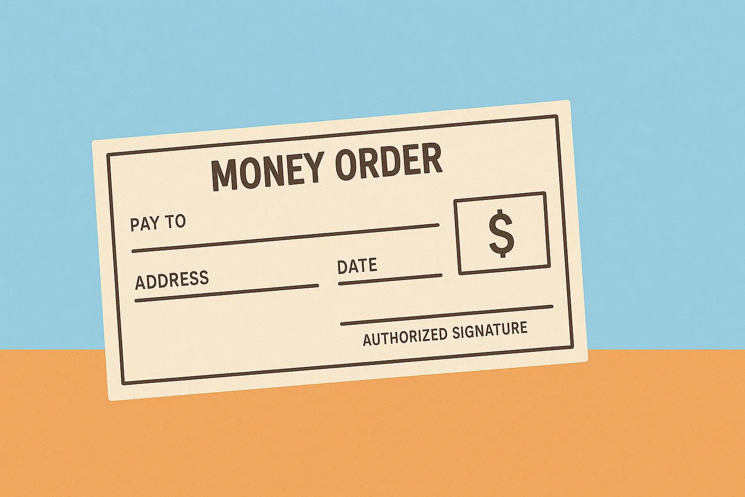 Ilustração de um money order, ordem de pagamento utilizada nos EUA