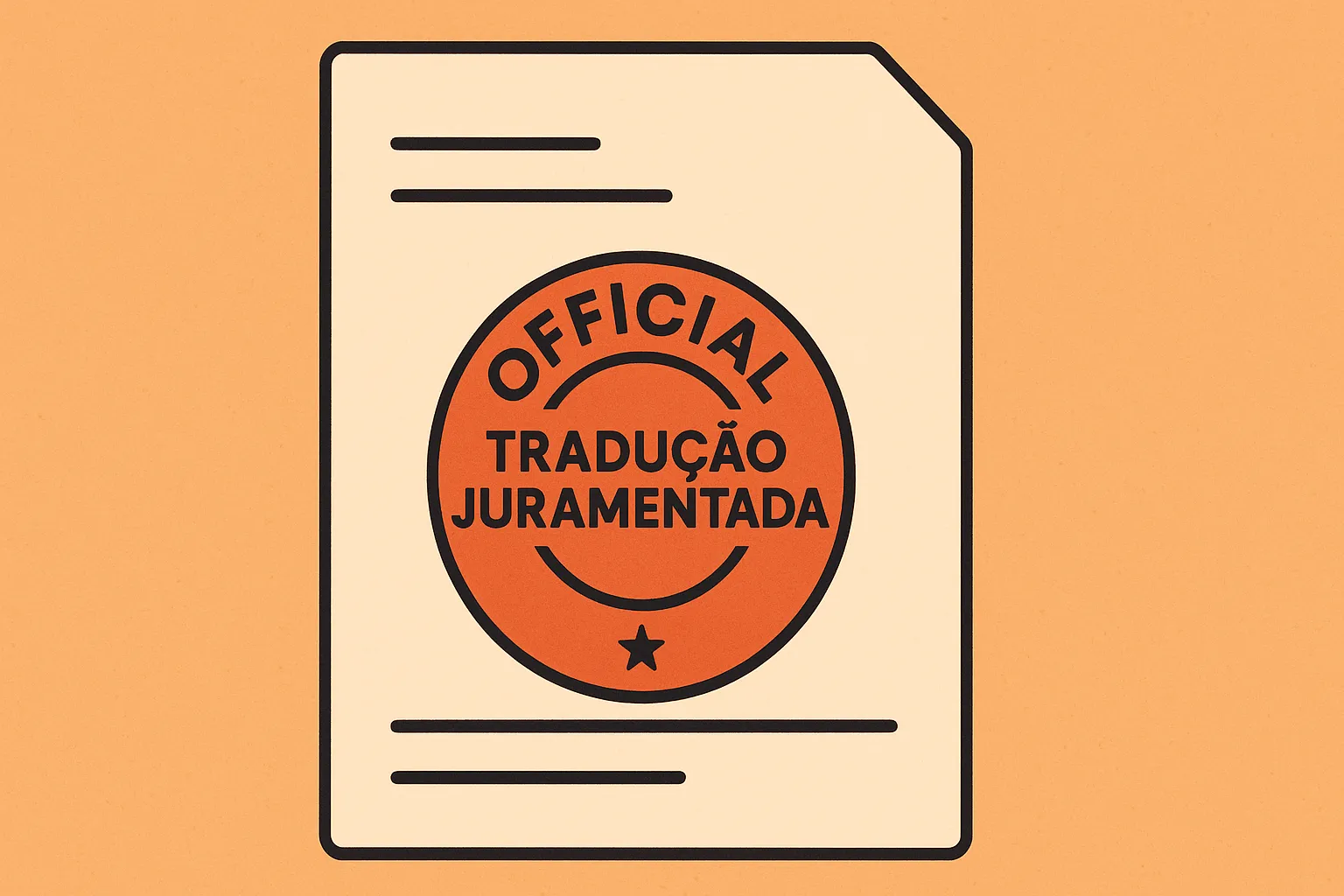Ilustração de tradução juramentada de documentos oficiais