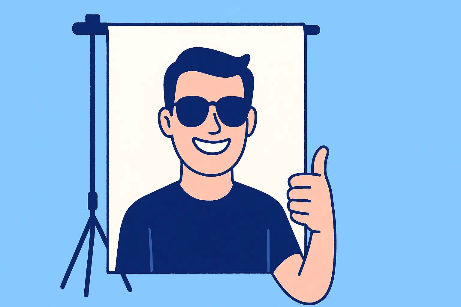 Ilustração de pessoa posando para foto de passaporte