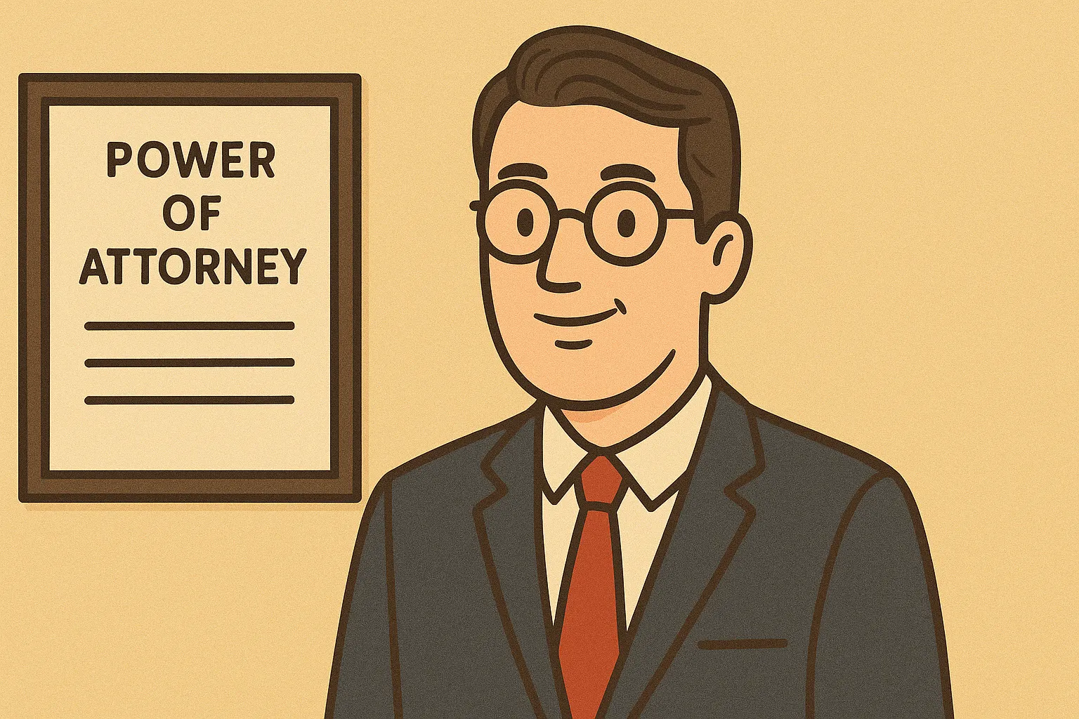 Ilustração de procuração, documento de poder legal