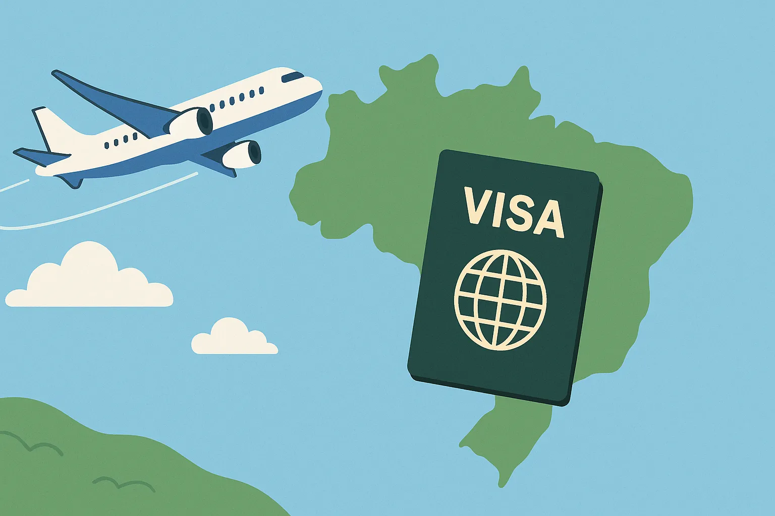 Illustration about travel visas to Brazil